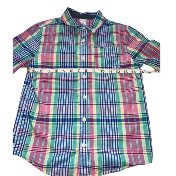 Gymboree Boys Plaid Dress Shirt - M (7-8) pink blue yellow green - Picture 5 of 7